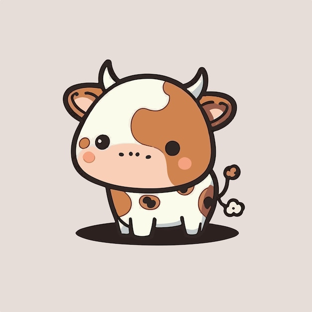 Vector cute chibi cow kawaii illustration