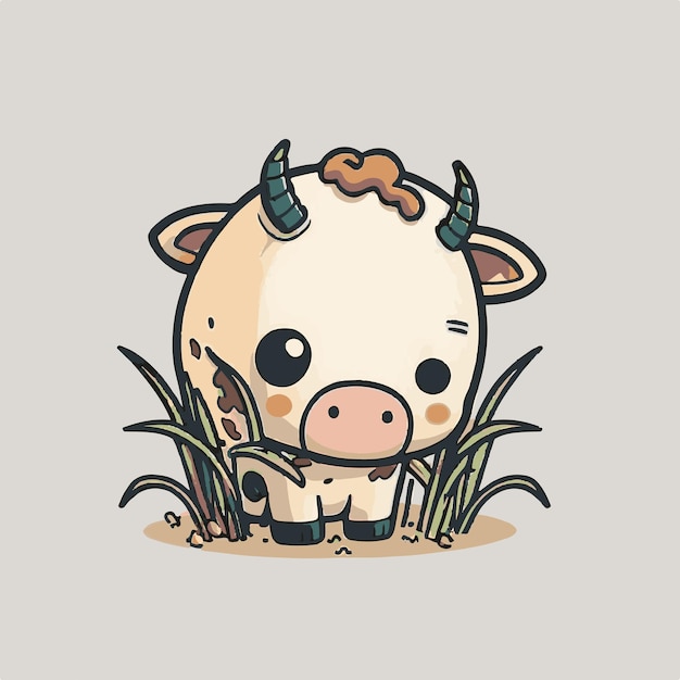 Premium Vector | Cute chibi cow kawaii illustration