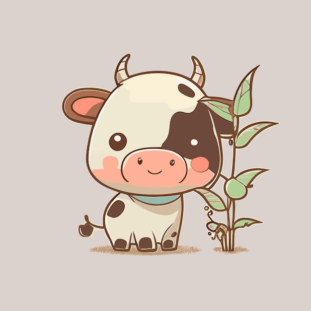 Cute Chibi Cow Kawaii Illustration