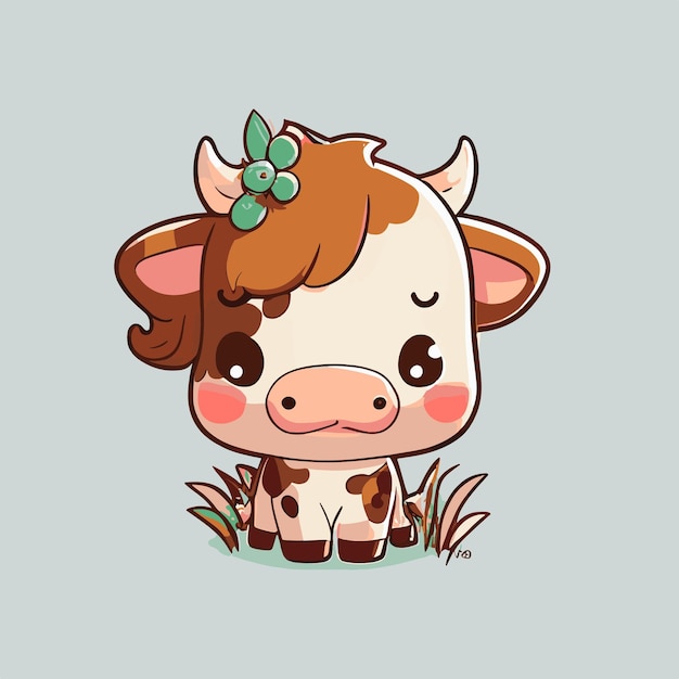 Cute Chibi Cow Kawaii Illustration