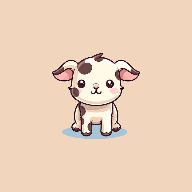 Cute chibi cow kawaii illustration