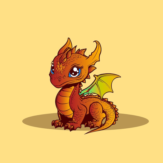 Cute chibi dragon vectors in cartoon style of cute for illustration tshirt or education kids element