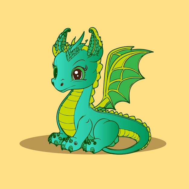 Cute chibi dragon vectors in cartoon style of cute for illustration tshirt or education kids element