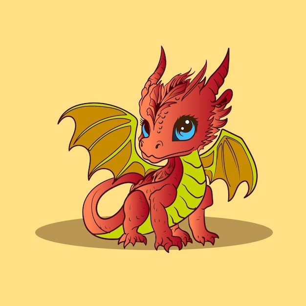 Cute chibi dragon vectors in cartoon style of cute for illustration tshirt or education kids element