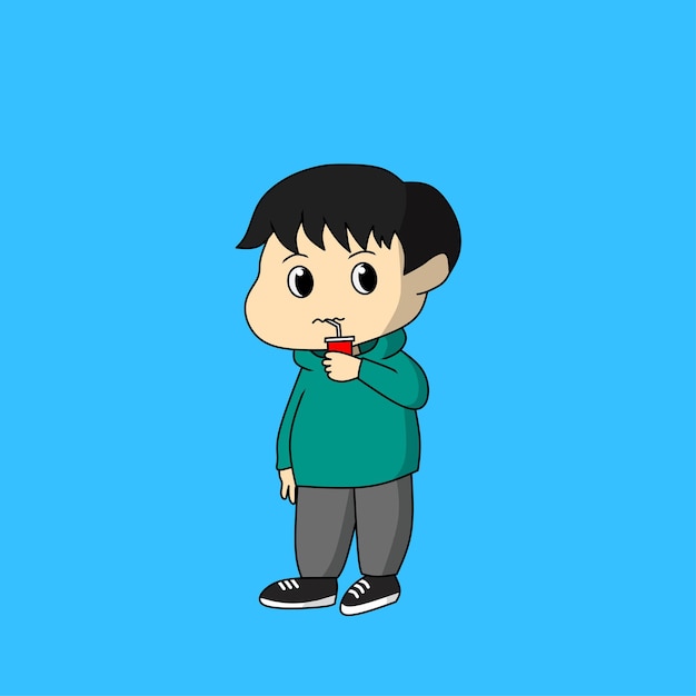 Cute chibi isolated on blue background