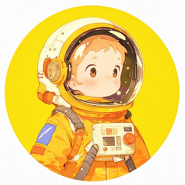 Vettore una bella ragazza astronauta in stile cartone animato.