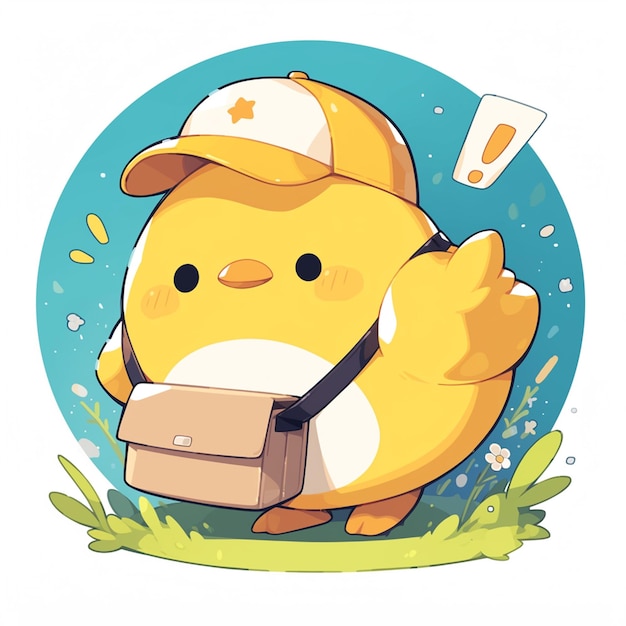 A cute chick courier cartoon style