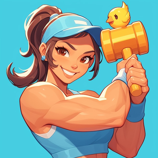 Vector a cute chick fitness trainer cartoon style