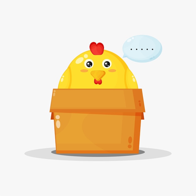 Cute chicken in the box