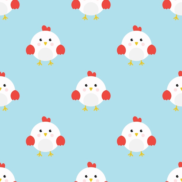 Cute chicken cartoon character Seamless pattern