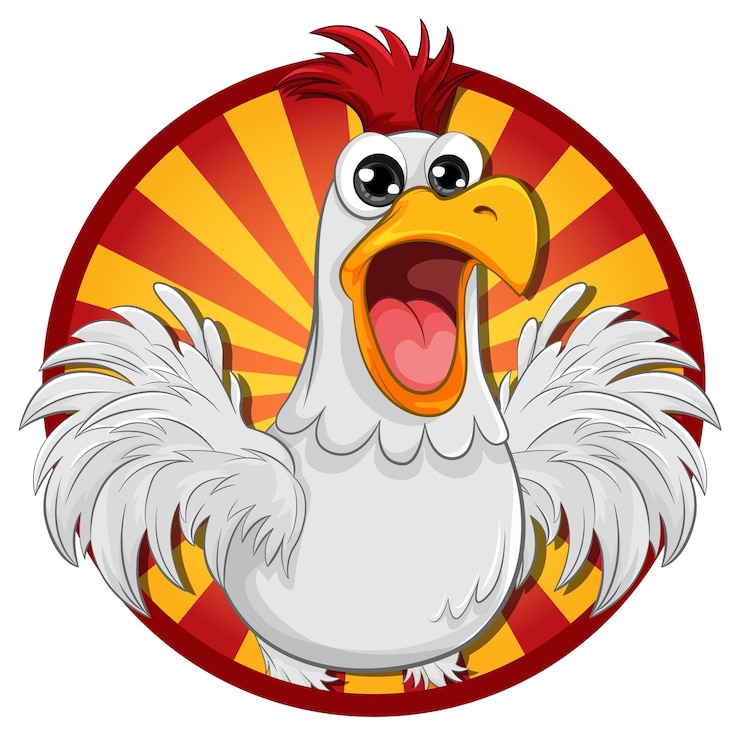 Vector cute chicken cartoon comic icon
