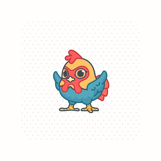 Vector cute chicken cartoon vector illustration with side view