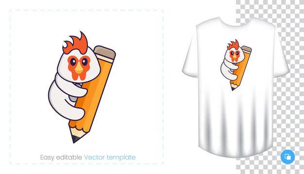 Вектор Милый куриный персонаж. печать на футболках, толстовках.