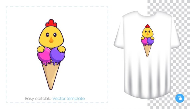 Cute chicken character. Prints on T-shirts, sweatshirts, cases for mobile phones, souvenirs.