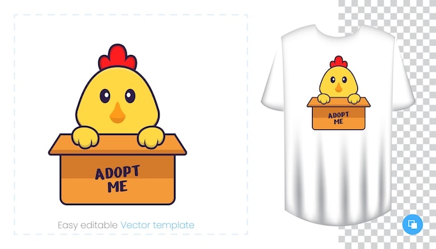 Cute chicken character. prints on t-shirts, sweatshirts, cases for mobile phones, souvenirs.