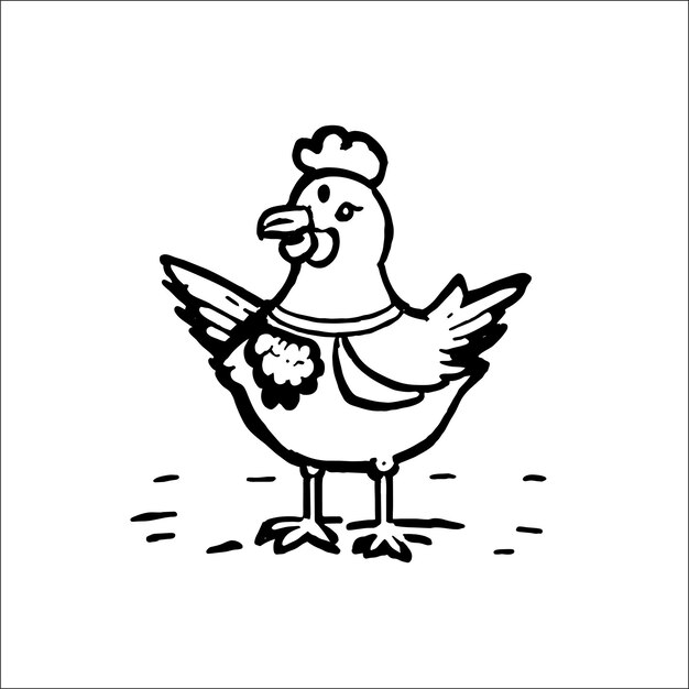 Симпатичный куриный клип, нарисованный вручную мультфильм, наклейка, иконка, изолированная иллюстрация