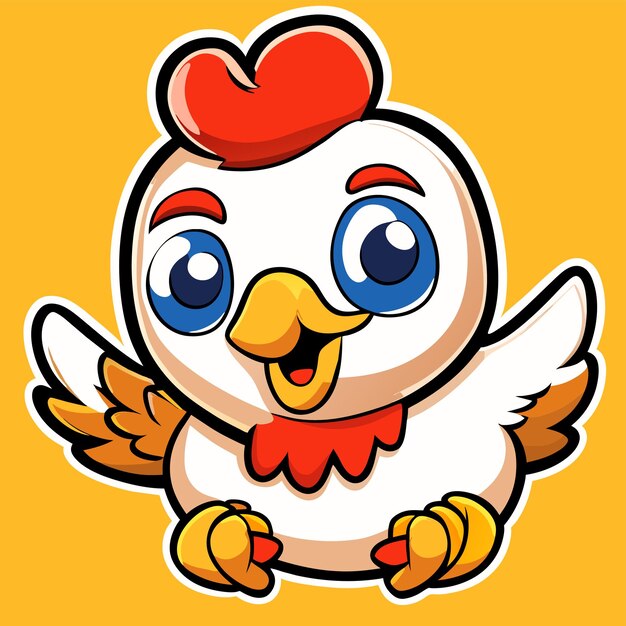 Vector cute chicken clipart hand drawn cartoon sticker icon concept isolated illustration
