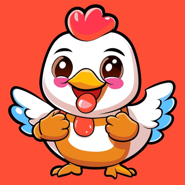 Cute chicken clipart hand drawn cartoon sticker icon concept isolated illustration