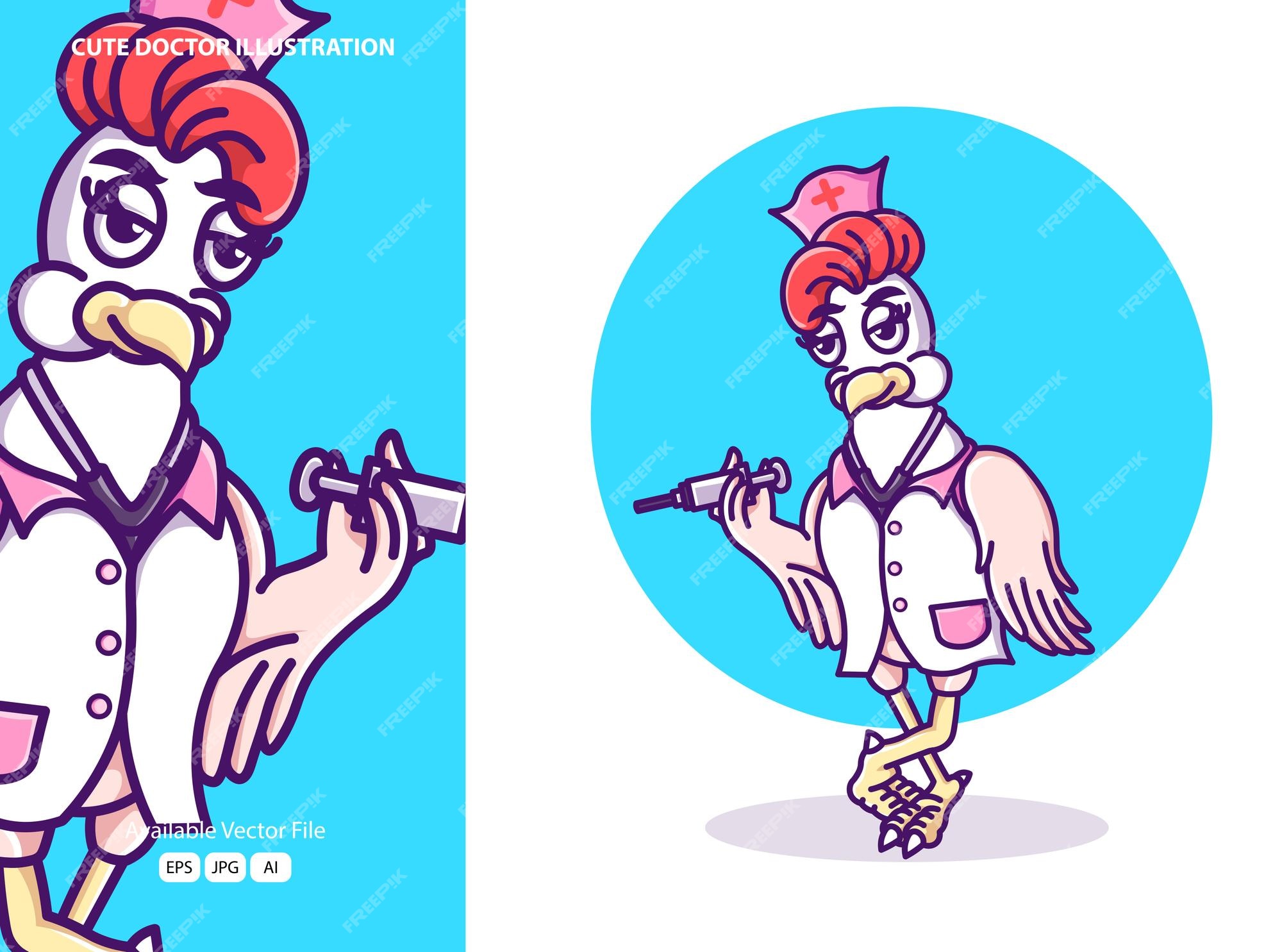 Premium Vector Cute chicken doctor cartoon icon illustration