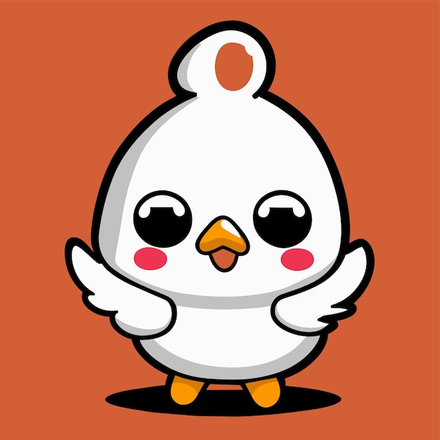 Cute chicken duck hand drawn flat stylish cartoon sticker icon concept isolated illustration