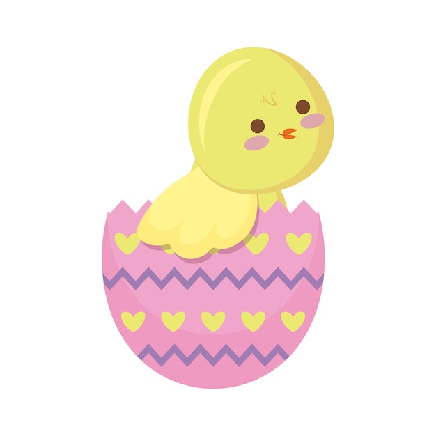 Cute chicken of easter in egg