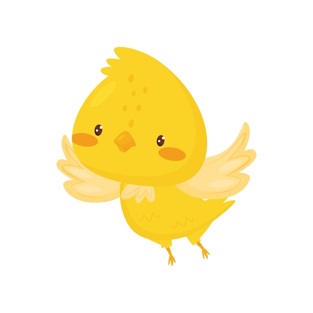 Cute chicken flapping wings funny bird cartoon character vector Illustration isolated on a white background