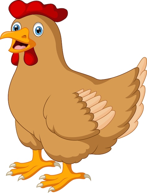 Cute chicken hen cartoon crowing