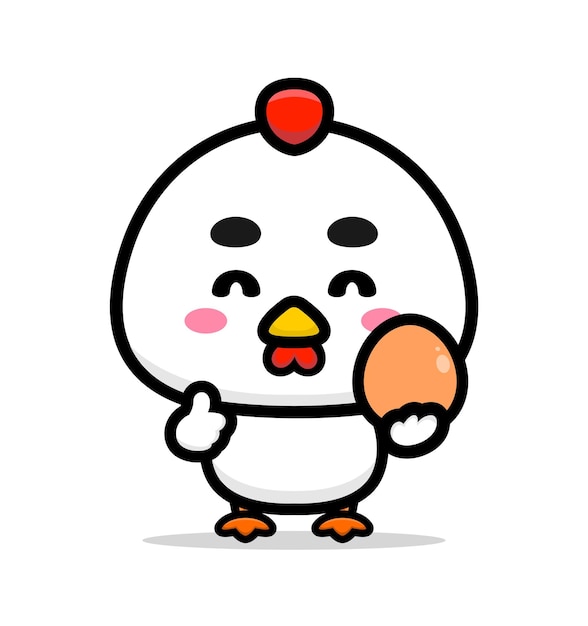 Vector cute chicken holding an egg