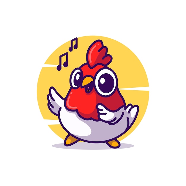 cute chicken mascot illustration vector cartoon icon