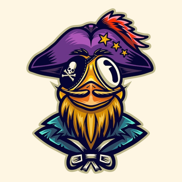 cute chicken pirate character vector