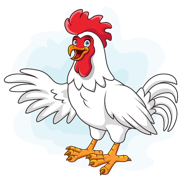 Vector a cute chicken rooster cartoon isolated on white background