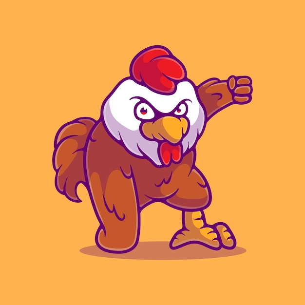 Cute chicken rooster illustration suitable for mascot sticker and tshirt design