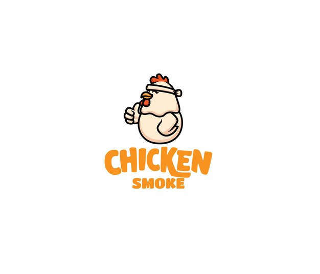 Cute chicken smoke mascot logo