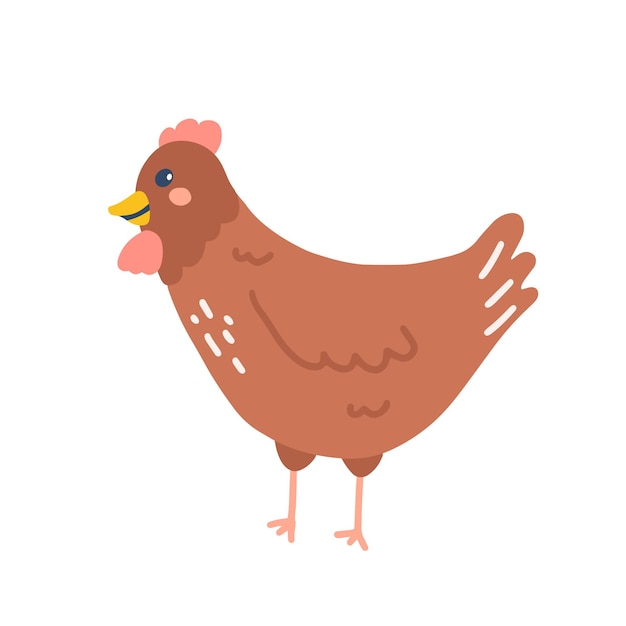 Cute chicken vector flat hand drawn illustration Easter design element