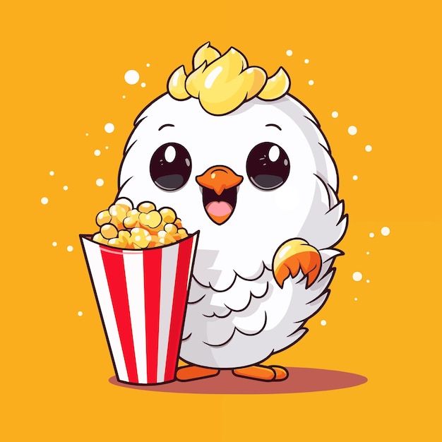 Cute chicken with popcorn