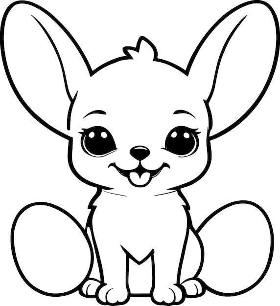 Cute chihuahua puppy and easter eggs small dog breed cartoon coloring pet clipart nursery kids