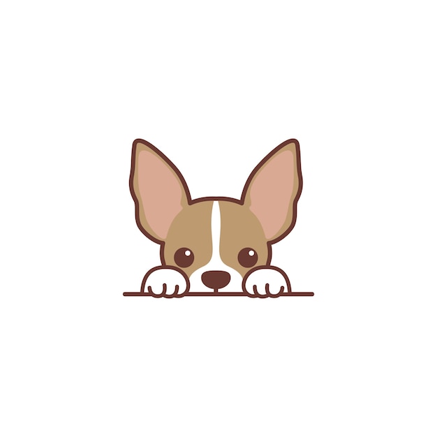 Vector cute chihuahua puppy peeking cartoon vector illustration