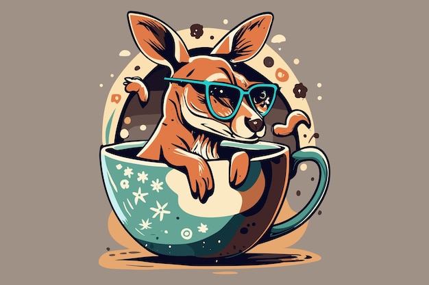 Vector cute chihuahua in a tea glass cartoon vector art illustration