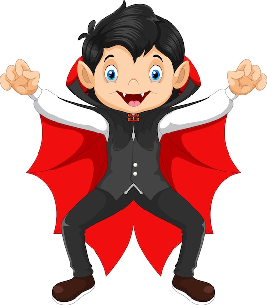 Cute child in a halloween vampire costume