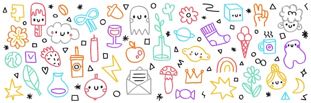 Cute childish linear black doodle illustration. Vector baby. Perfect for wrapping paper