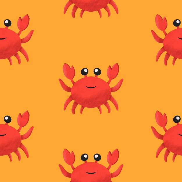 Vector cute childish sea crab seamless pattern