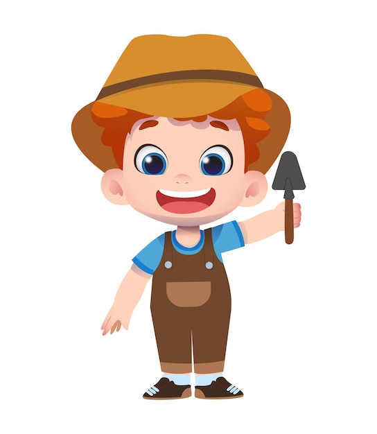 Cute children character farmer