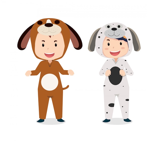 Vector cute children characters dog