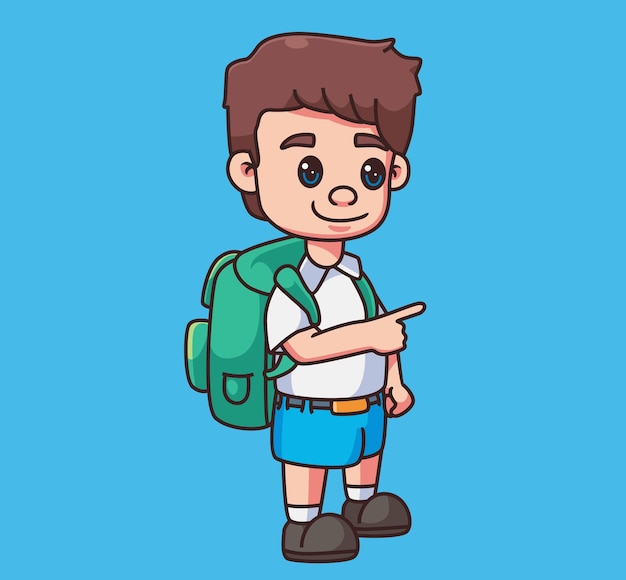 Cute children going to school Isolated cartoon person illustration Flat Style Sticker element vector