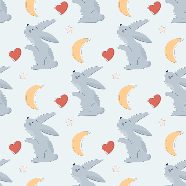 토끼와 귀여운 어린이 패턴
