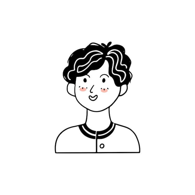 Cute children portrait, boy user icon, flat design