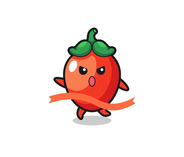 Cute chili pepper illustration is reaching the finish