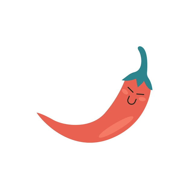 Cute chili vector vegetable illustration sticker