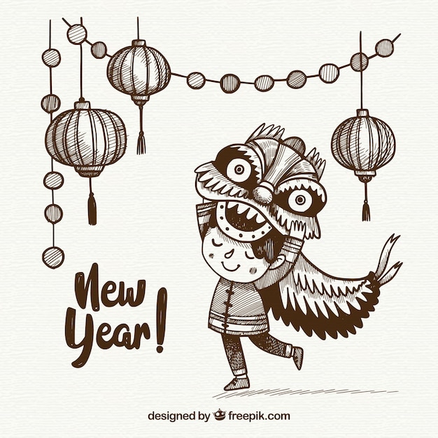 귀여운 중국 새해 복 많이 받으세요 배경