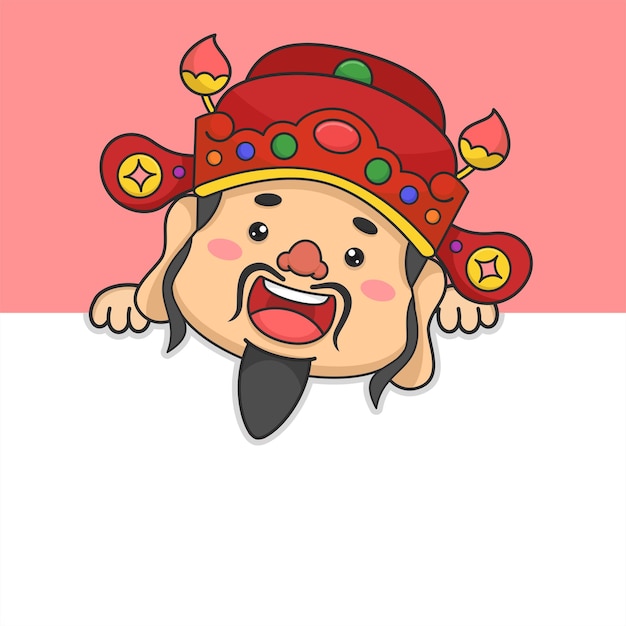 Vector cute chinese new year fortune god climbing wall